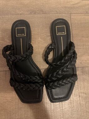 Dolce Vita Black Braided Slide Mules